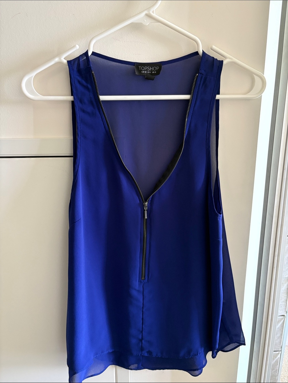 Topshop Royal Blue Zip-Front Sleeveless Cami